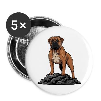 Boerboel Hundeporträt Rehkitzmaske Schwarz - Buttons klein 25 mm (5er Pack) - Weiß - Vorne