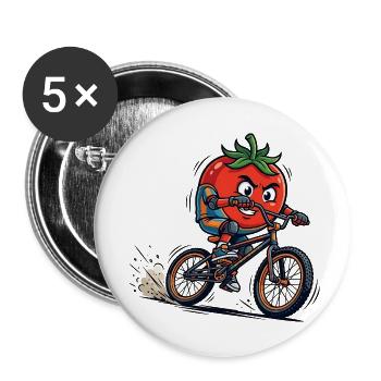 Cool Tomato BMX Rider Cartoon - Buttons small 1''/25 mm (5-pack) - white - Front