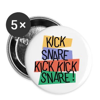 Kick Snare Drum Beat Farbenfroh, Retro-Jazz-Typ - Buttons klein 25 mm (5er Pack) - Weiß - Vorne