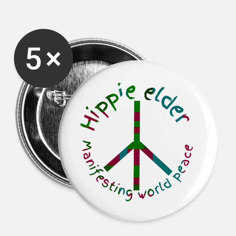 Hippies-Frieden - Buttons klein 25 mm (5er Pack) - Weiß