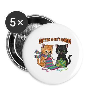 Duo de tricot Counting Kittens - Lot de 5 petits badges (25 mm) - blanc - Devant