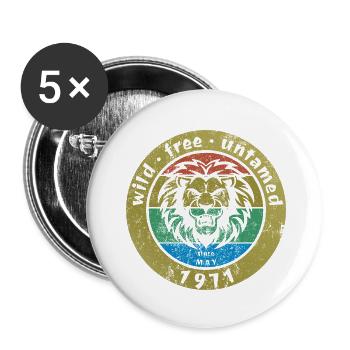 Sauvages, libres et indomptés depuis 05/1971 - Lot de 5 petits badges (25 mm) - blanc - Devant