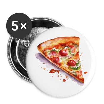 Pizza Aquarell Slice - Buttons klein 25 mm (5er Pack) - Weiß - Vorne