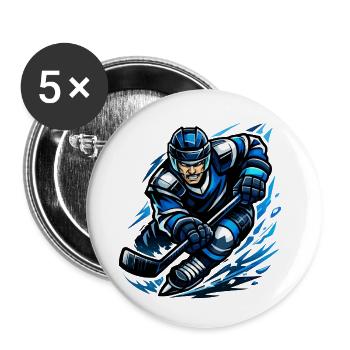 Blitzender Eishockeyspieler - Buttons klein 25 mm (5er Pack) - Weiß - Vorne