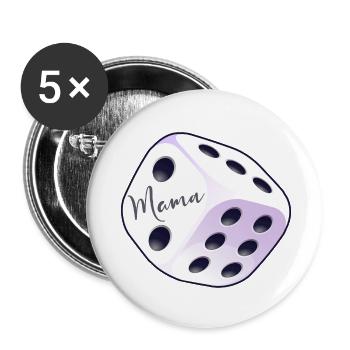 Maman de la Joueuse de Société de Dés - Lot de 5 petits badges (25 mm) - blanc - Devant