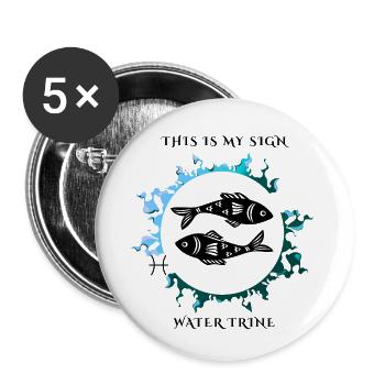 Mein Fischezeichen - Buttons klein 25 mm (5er Pack) - Weiß - Vorne