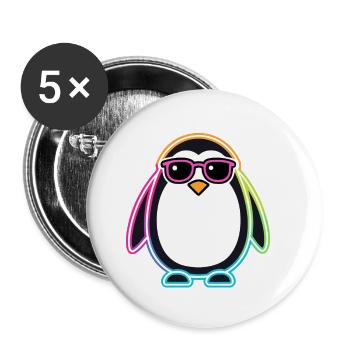 Penguin Neon Glasses - Buttons small 1''/25 mm (5-pack) - white - Front