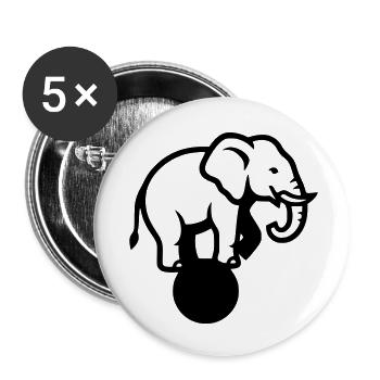 Elephant Ball Circus Acrobatics - Buttons small 1''/25 mm (5-pack) - white - Front