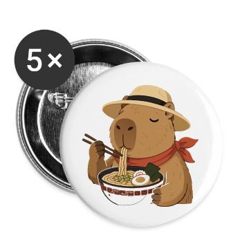 Capybara Ramen: Kawaii Japanese Delight - Buttons small 1''/25 mm (5-pack) - white - Front