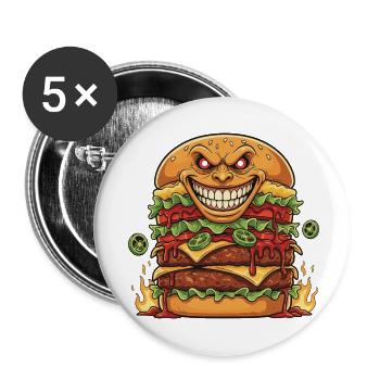 Flameburg Demon - Buttons small 1''/25 mm (5-pack) - white - Front