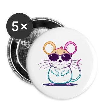 Regenbogen-Maus-Brille - Buttons klein 25 mm (5er Pack) - Weiß - Vorne