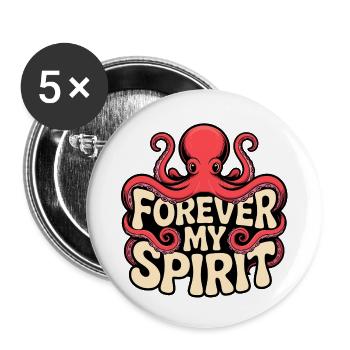 Oktopus Spirit - Buttons klein 25 mm (5er Pack) - Weiß - Vorne