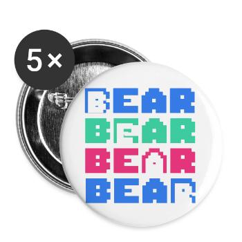 Pixelbären Blockkunst Retro - Buttons klein 25 mm (5er Pack) - Weiß - Vorne