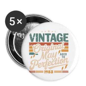 Vintage May 1983 – Perfection for 43 years - Buttons small 1''/25 mm (5-pack) - white - Front