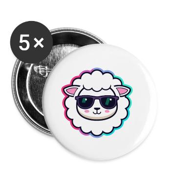Sheep hipster black glasses - Buttons small 1''/25 mm (5-pack) - white - Front