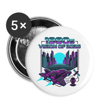 Version des années 1980 de 2026 - Lot de 5 petits badges (25 mm) - blanc - Devant