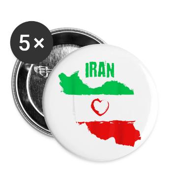 Iranische Herzflagge - Buttons klein 25 mm (5er Pack) - Weiß - Vorne