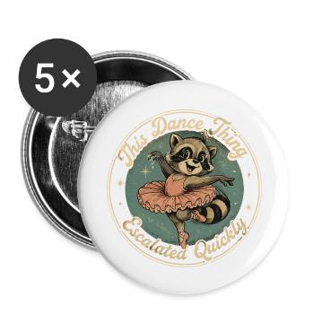 Raton Laveur Danseur Tutu Rose Humour Fun - Buttons klein 25 mm (5er Pack) - Weiß - Vorne