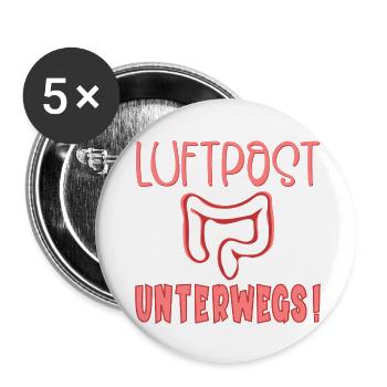 Blähungen Luftpost Darm - Buttons klein 25 mm (5er Pack) - Weiß - Vorne