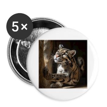 Clouded leopards in the sunlight Elegant wildcats - Buttons small 1''/25 mm (5-pack) - white - Front