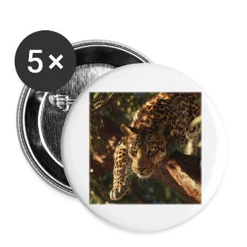 Leopard on Branch Powerful Big Cat Motif - Buttons small 1''/25 mm (5-pack) - white - Front