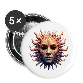 Sun Goddess Mask - Buttons small 1''/25 mm (5-pack) - white - Front