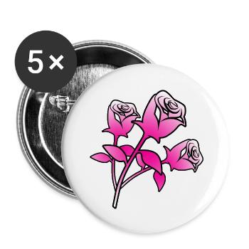 Roses - Buttons small 1''/25 mm (5-pack) - white - Front