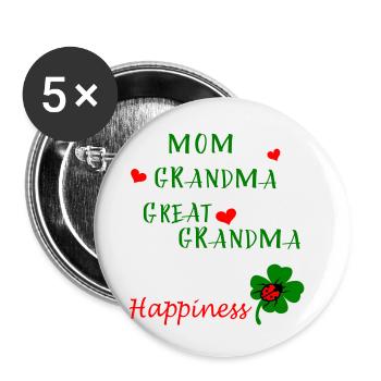 Mom  Grandma - Buttons klein 25 mm (5er Pack) - Weiß - Vorne
