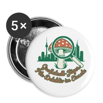 Détective Champignon Urbain - Lot de 5 petits badges (25 mm) - blanc - Devant