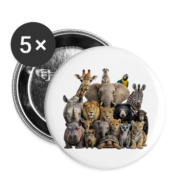 Animal gathering - Buttons small 1''/25 mm (5-pack) - white - Front