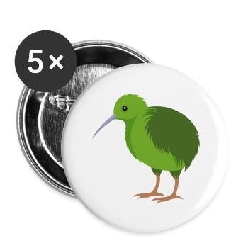 Kiwi-Vogel - Buttons klein 25 mm (5er Pack) - Weiß - Vorne
