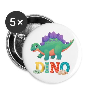 dino - Lot de 5 petits badges (25 mm) - blanc - Devant