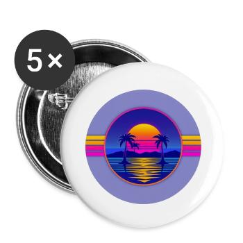 Sunset Neon Palms Circle - Lot de 5 petits badges (25 mm) - blanc - Devant