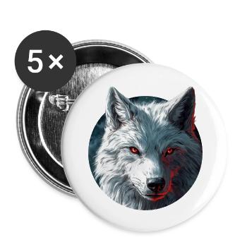 Wolf-Design - Buttons klein 25 mm (5er Pack) - Weiß - Vorne
