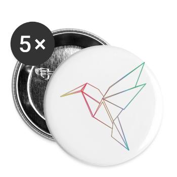 Conception géométrique des lignes de colibri - Lot de 5 petits badges (25 mm) - blanc - Devant