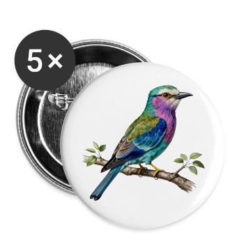 Langsträngige Walze – naturalistische Gravur - Buttons klein 25 mm (5er Pack) - Weiß - Vorne