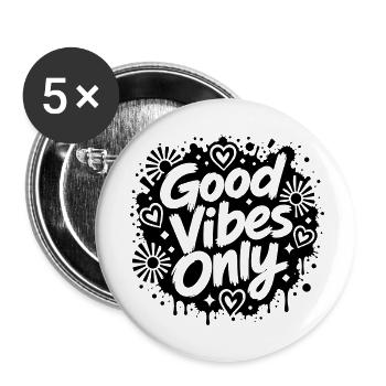 Good Vibe Only Graffiti Motif - Lot de 5 petits badges (25 mm) - blanc - Devant