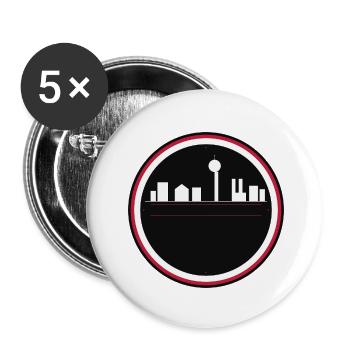 Black and red urban silhouette - Buttons small 1''/25 mm (5-pack) - white - Front