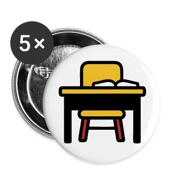 Schulbank Tisch Lernen Prüfungen - Buttons klein 25 mm (5er Pack) - Weiß - Vorne