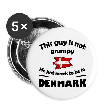 Drapeau du Danemark dans le style pinceau - Lot de 5 petits badges (25 mm) - blanc - Devant