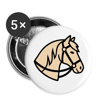 Pony Kopf Pferd Züchter Logo - Buttons klein 25 mm (5er Pack) - Weiß - Vorne