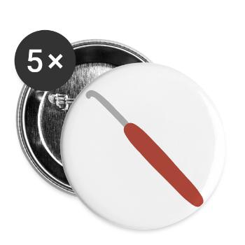 Red-Handled Crochet Hook - Buttons small 1''/25 mm (5-pack) - white - Front