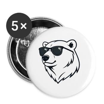 Eisbär Dunkle Brille - Buttons klein 25 mm (5er Pack) - Weiß - Vorne