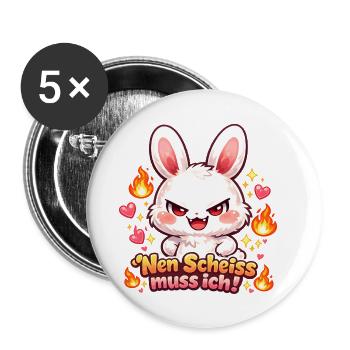 Cute Hase Nen Scheiß muss ich Statement - Buttons klein 25 mm (5er Pack) - Weiß - Vorne