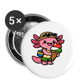 Sonnige Eis-Kreatur mit Hut - Buttons klein 25 mm (5er Pack) - Weiß - Vorne