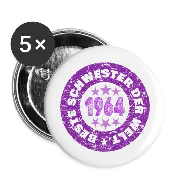 Schwester 1964 - Buttons klein 25 mm (5er Pack) - Weiß - Vorne