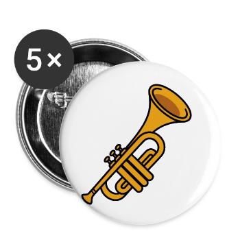 Trompete - Buttons klein 25 mm (5er Pack) - Weiß - Vorne