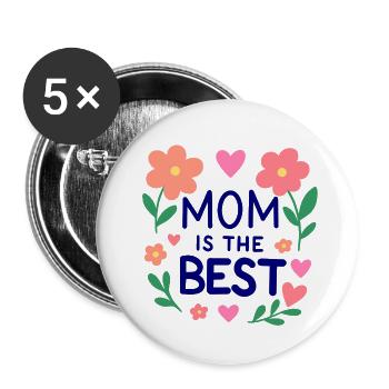 Mom is the Best - Buttons klein 25 mm (5er Pack) - Weiß - Vorne