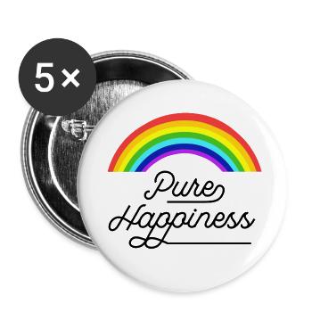 Citation Arc-en-ciel du Bonheur Pur Noir - Lot de 5 petits badges (25 mm) - blanc - Devant