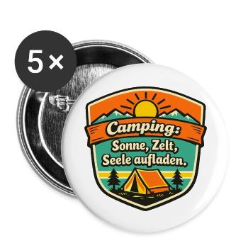 Campeur - Lot de 5 petits badges (25 mm) - blanc - Devant
